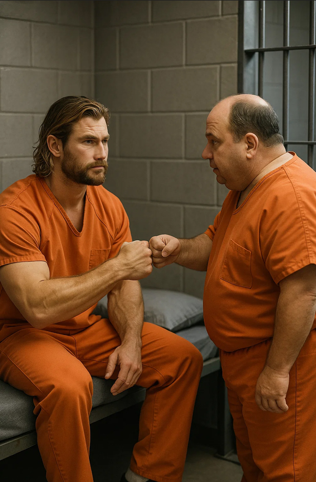 Dave and Andrew in the prison